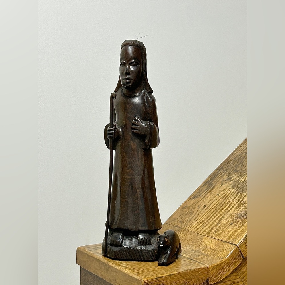Vintage Ethiopian Artisan Hand Carved Ebony Wood African Shepherd Jesus Statue - Picture 16 of 16
